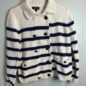 Lauren by Ralph Lauren Jeans Co. Cream Stripped Cardigan with Buttons